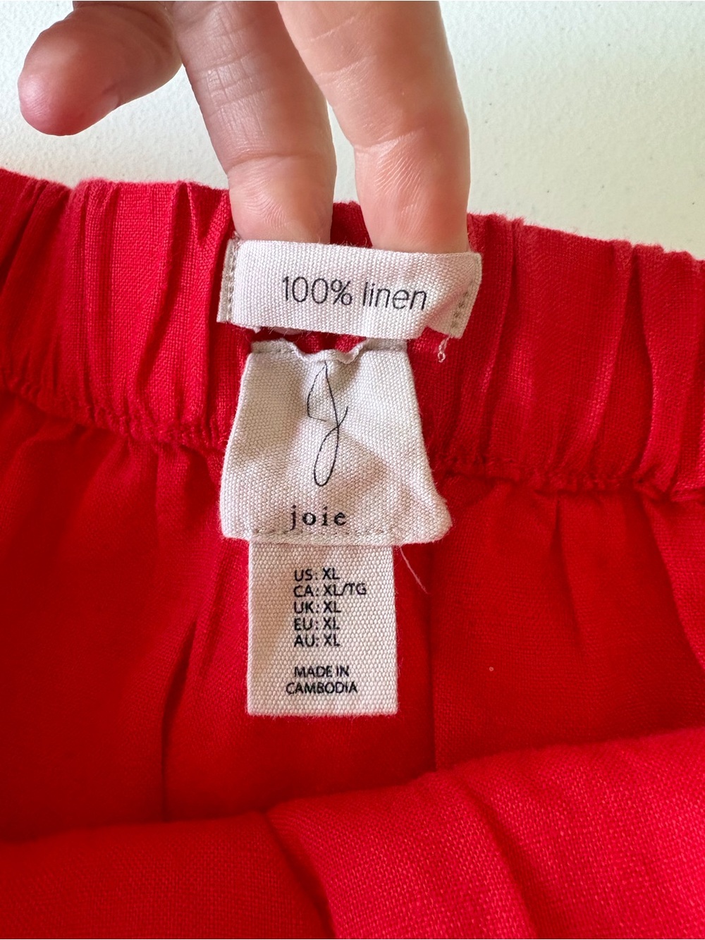 Joie Linen XL Red Tier Maxi Skirt Pockets Pull On Elastic Back Waist Beach Boho - Picture 2 of 12